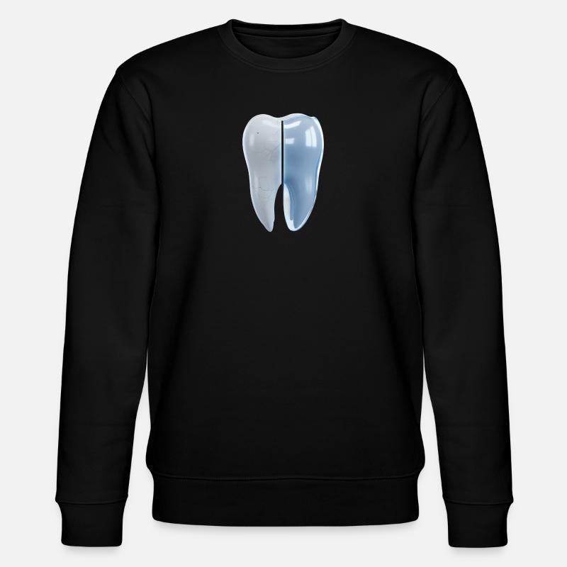 gesunder-kaputter-zahn-vorher-nachher-3d - Stanley/Stella Unisex Bio-Sweatshirt CHANGER  - Schwarz