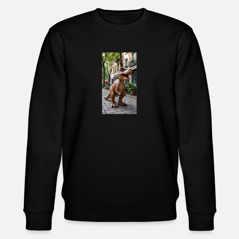 T-Rex in der Stadt - Stanley/Stella Unisex Bio-Sweatshirt CHANGER  - Schwarz