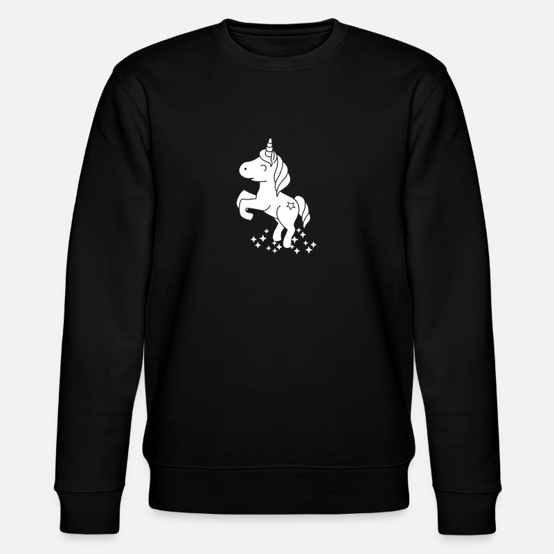 Stehendes Einhorn mit Glitzersternen - Stanley/Stella Unisex Bio-Sweatshirt CHANGER  - Schwarz