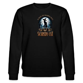 Happy Halloween, Scaredy Cat - Stanley/Stella CHANGER Unisex Organic Sweatshirt - black - Front - Nik (191cm) & Marisol (170cm)