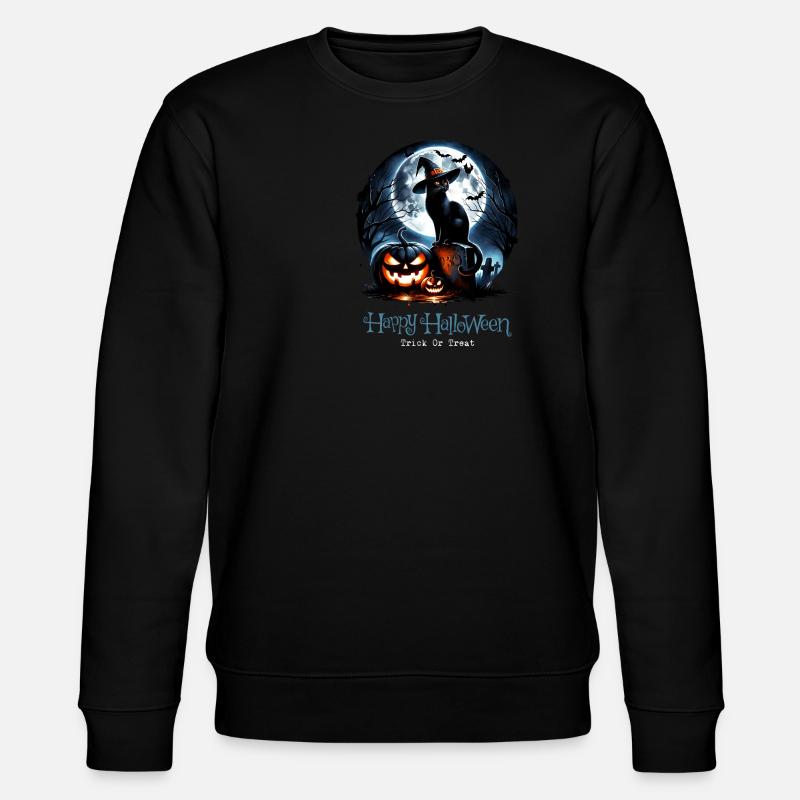 Joyeux Halloween, chat effrayé - Sweat bio CHANGER Stanley/Stella Unisexe - noir