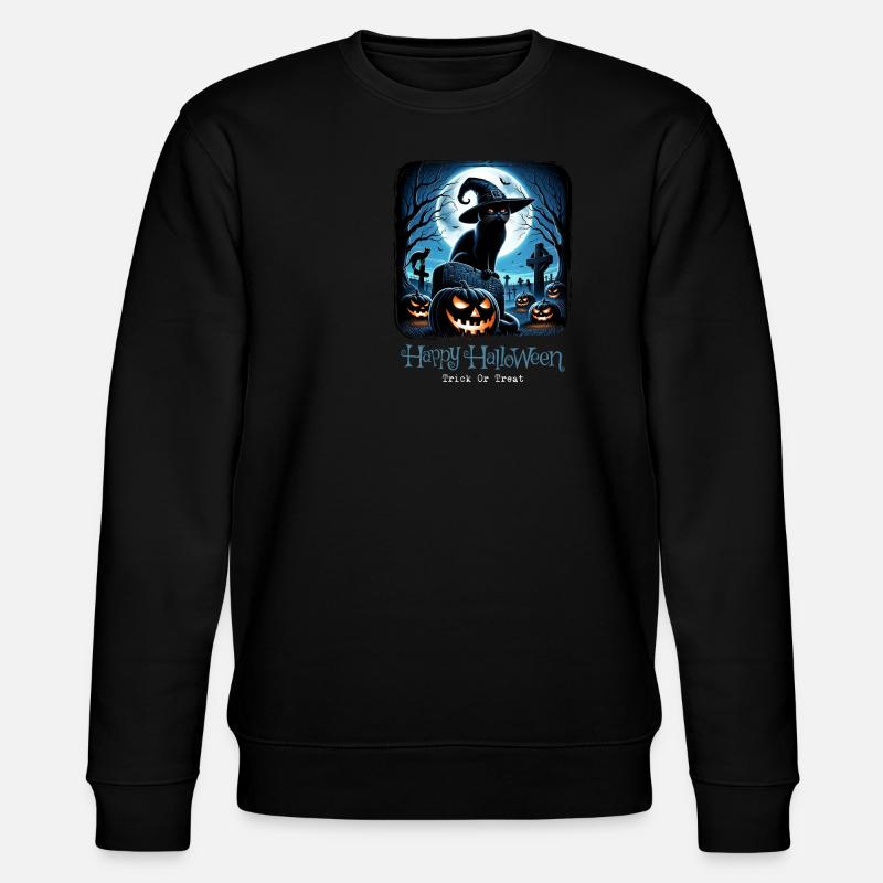 Joyeux Halloween, chat effrayé - Sweat bio CHANGER Stanley/Stella Unisexe - noir