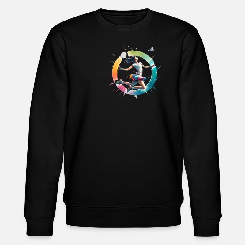Cooles Badminton Federball Design - Stanley/Stella Unisex Bio-Sweatshirt CHANGER  - Schwarz