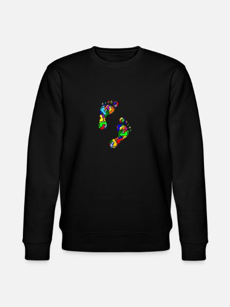 kunterbunte Fußabdrücke - Stanley/Stella Unisex Bio-Sweatshirt CHANGER - Schwarz