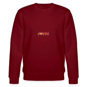 Spain and Montenegro Montenegrin flags - Stanley/Stella CHANGER Unisex Organic Sweatshirt - burgundy - Front - Nik (191cm) & Marisol (170cm)