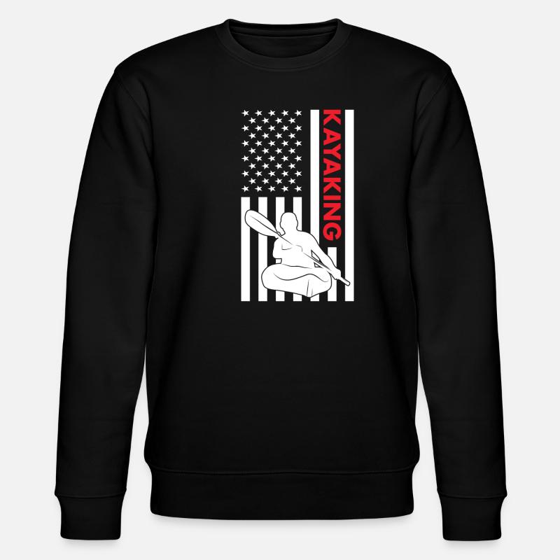 Kayaker Us Flag Kayaking - Stanley/Stella CHANGER Unisex Organic Sweatshirt - black