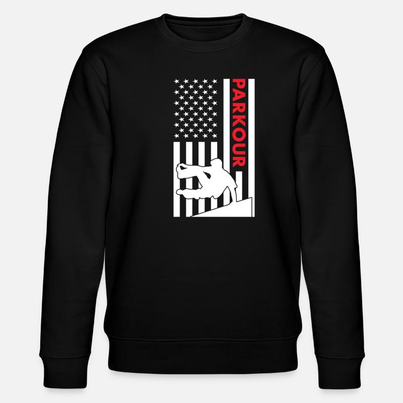 Traceur Us Flag Parkour - Stanley/Stella CHANGER Unisex Organic Sweatshirt - black