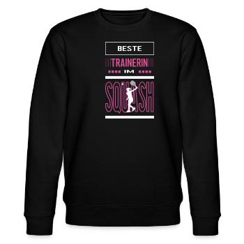 Beste Squash Trainerin Squashtrainerin Squasherin - Stanley/Stella Unisex Bio-Sweatshirt CHANGER  - Schwarz - Vorne - Nik (191cm) & Marisol (170cm)
