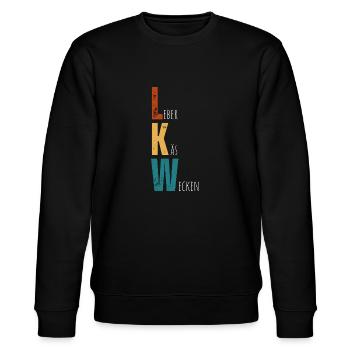 LKW – Leberkäsweckle aus dem Ländle - Stanley/Stella Unisex Bio-Sweatshirt CHANGER  - Schwarz - Vorne - Nik (191cm) & Marisol (170cm)