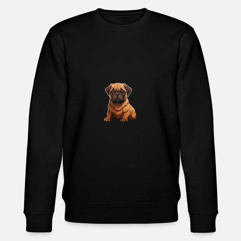 Mops Porträt - Stanley/Stella Unisex Bio-Sweatshirt CHANGER  - Schwarz