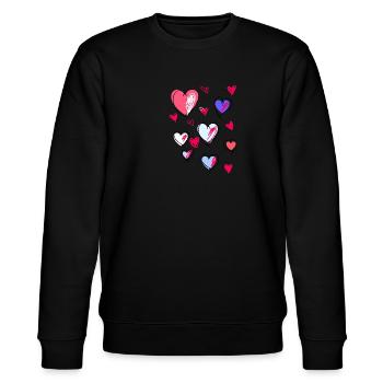 Herzen,sketch, Zeichnung, Herz, bunte Herzen,pink - Stanley/Stella Unisex Bio-Sweatshirt CHANGER  - Schwarz - Vorne - Nik (191cm) & Marisol (170cm)
