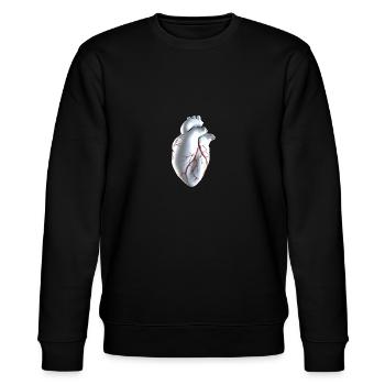 Anatomisches Herz weiß mit Herzkranzgefäßen - Stanley/Stella Unisex Bio-Sweatshirt CHANGER  - Schwarz - Vorne - Nik (191cm) & Marisol (170cm)