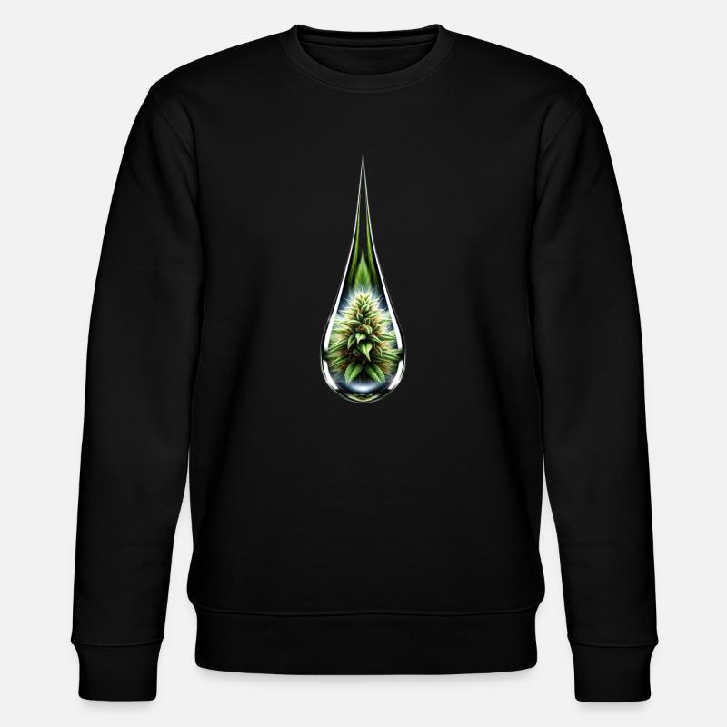 Cannabisbud im Glastropfen - Hanf - Weed - Stanley/Stella Unisex Bio-Sweatshirt CHANGER  - Schwarz