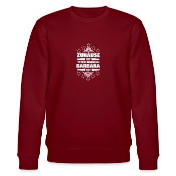 Barbara als Freundin - Stanley/Stella Unisex Bio-Sweatshirt CHANGER  - Burgunderrot - Vorne - Nik (191cm) & Marisol (170cm)