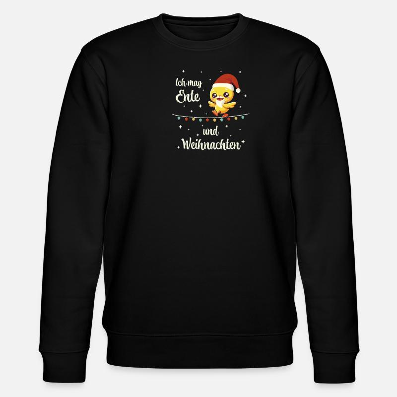 Weihnachts Ente auf einer Lichterkette - Stanley/Stella Unisex Bio-Sweatshirt CHANGER - Schwarz