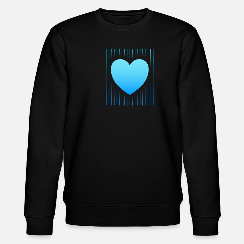 blaues Herz blaue Linien - Stanley/Stella Unisex Bio-Sweatshirt CHANGER  - Schwarz