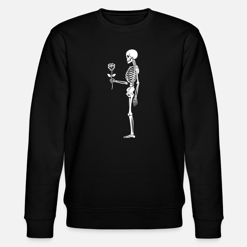 Rosengebundenes Skelett mit Blume - Stanley/Stella Unisex Bio-Sweatshirt CHANGER  - Schwarz