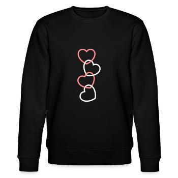 Vier Herzen an einer Kette - Stanley/Stella Unisex Bio-Sweatshirt CHANGER  - Schwarz - Vorne - Nik (191cm) & Marisol (170cm)