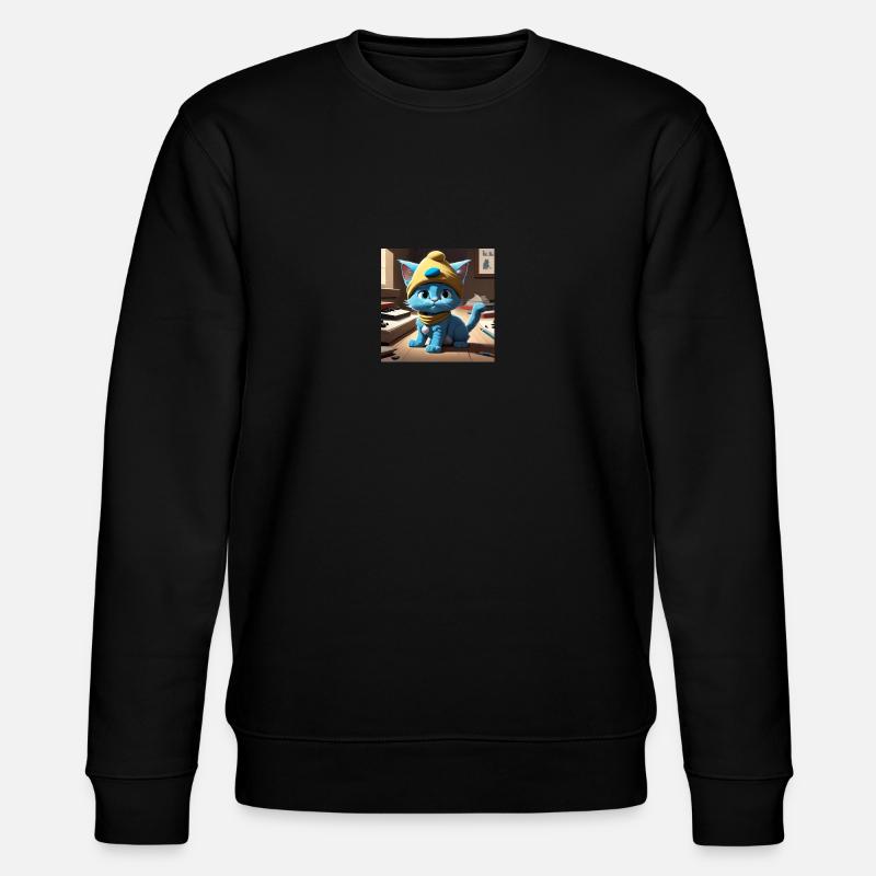Blaue Katze - Stanley/Stella Unisex Bio-Sweatshirt CHANGER  - Schwarz