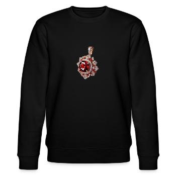 Red gemstone set in silver pendant - Stanley/Stella CHANGER Unisex Organic Sweatshirt - black - Front - Nik (191cm) & Marisol (170cm)