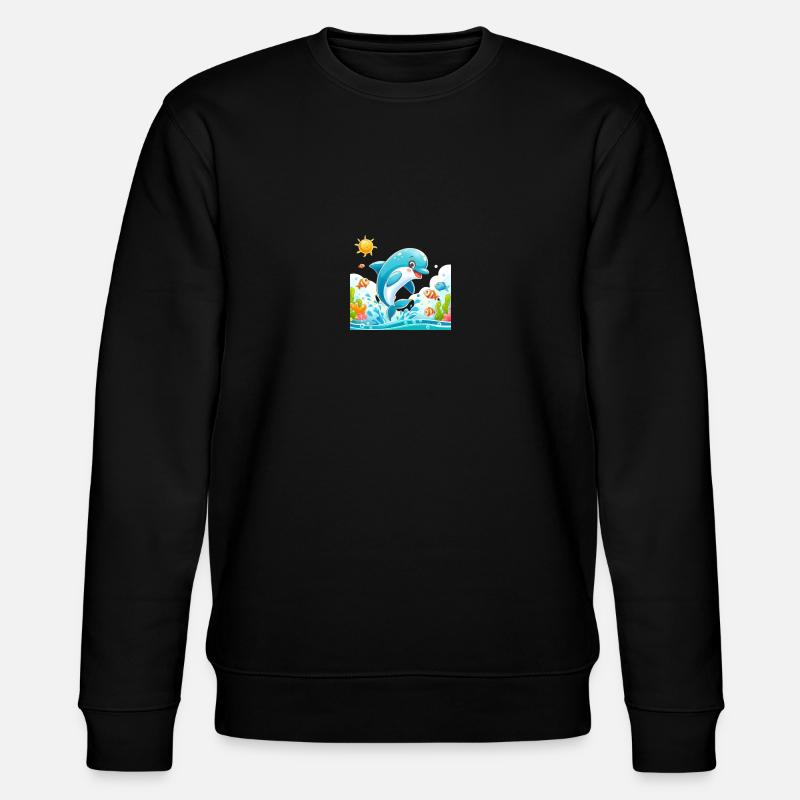 Delfin-Karikatur 1 - Stanley/Stella Unisex Bio-Sweatshirt CHANGER  - Schwarz