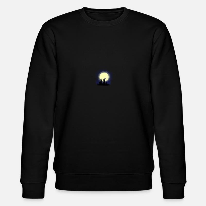 Zwei Hasen beim Vollmond - Stanley/Stella Unisex Bio-Sweatshirt CHANGER - Schwarz
