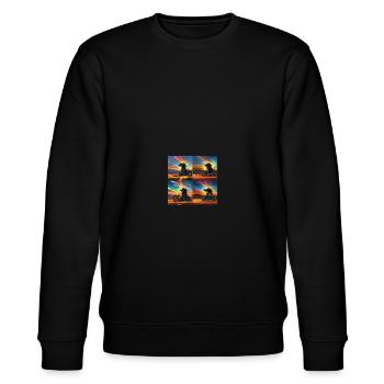 Hund fährt Motorrad Hündin Schädel Totenkopf Skull - Stanley/Stella Unisex Bio-Sweatshirt CHANGER  - Schwarz - Vorne - Nik (191cm) & Marisol (170cm)