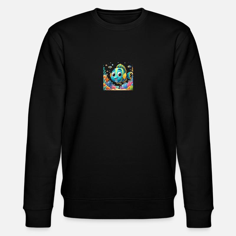 Karikatur Fisch 1 - Stanley/Stella Unisex Bio-Sweatshirt CHANGER  - Schwarz