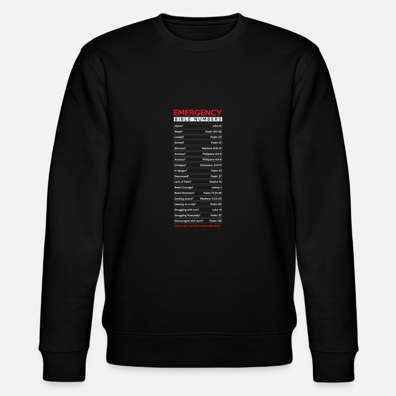 Numéros d'urgence de la bible - Sweat bio CHANGER Stanley/Stella Unisexe - noir