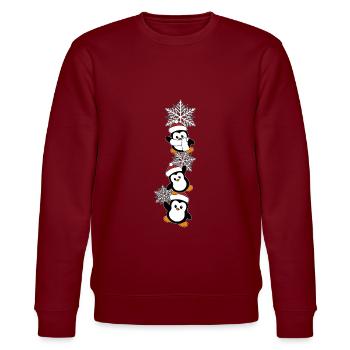 Pinguin Weihnachten - Stanley/Stella Unisex Bio-Sweatshirt CHANGER  - Burgunderrot - Vorne - Nik (191cm) & Marisol (170cm)