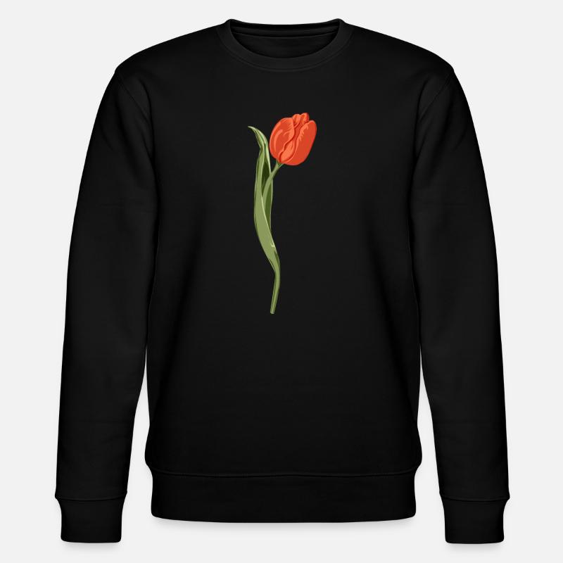 Lebendige rote Tulpe Illustration - Stanley/Stella Unisex Bio-Sweatshirt CHANGER - Schwarz