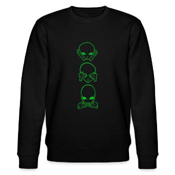 Die drei UFOs - Affen der Weisheit - Stanley/Stella Unisex Bio-Sweatshirt CHANGER  - Schwarz - Vorne - Nik (191cm) & Marisol (170cm)