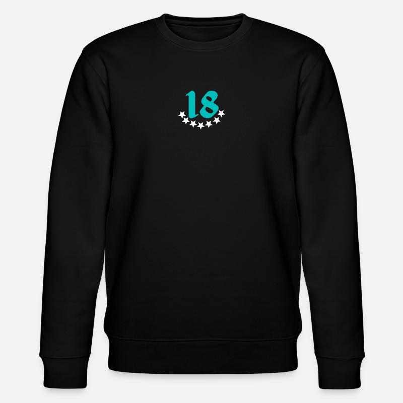 geschenkidee, 18 mit sternenmuster - Stanley/Stella Unisex Bio-Sweatshirt CHANGER  - Schwarz