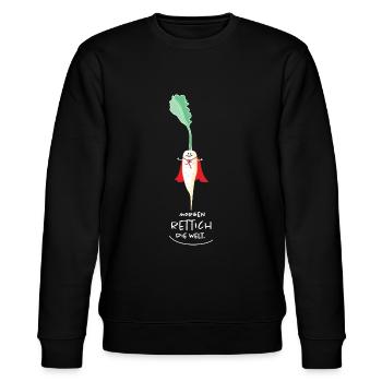 Lustiger Rettich als Retter und Held (b) - Stanley/Stella Unisex Bio-Sweatshirt CHANGER  - Schwarz - Vorne - Nik (191cm) & Marisol (170cm)
