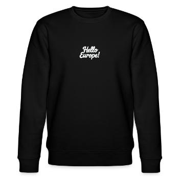 Eurovision Song Contest Fan: Hallo Europa! - Stanley/Stella Unisex Bio-Sweatshirt CHANGER  - Schwarz - Vorne - Nik (191cm) & Marisol (170cm)
