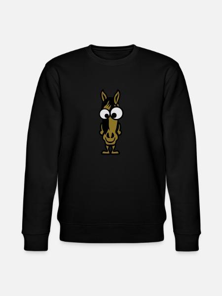 paard dier gezicht grappige cartoon paard - Stanley/Stella Uniseks bio-sweatshirt CHANGER  - zwart