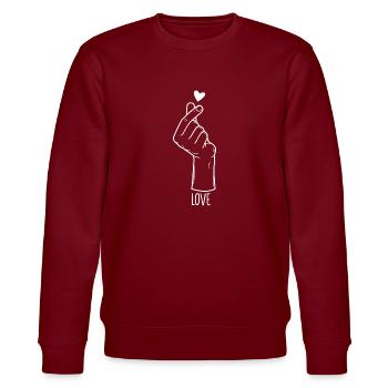 Love Hand Sign - Stanley/Stella CHANGER Unisex Organic Sweatshirt - burgundy - Front - Nik (191cm) & Marisol (170cm)