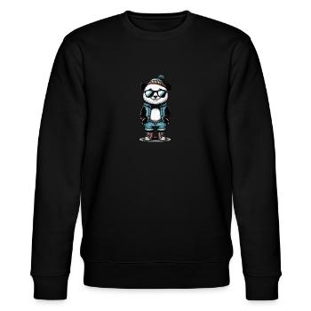 Cool panda with sunglasses - Stanley/Stella CHANGER Unisex Organic Sweatshirt - black - Front - Nik (191cm) & Marisol (170cm)