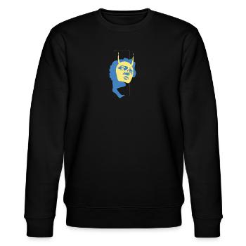 Vintage Look Expression | Blue - Stanley/Stella CHANGER Unisex Organic Sweatshirt - black - Front - Nik (191cm) & Marisol (170cm)