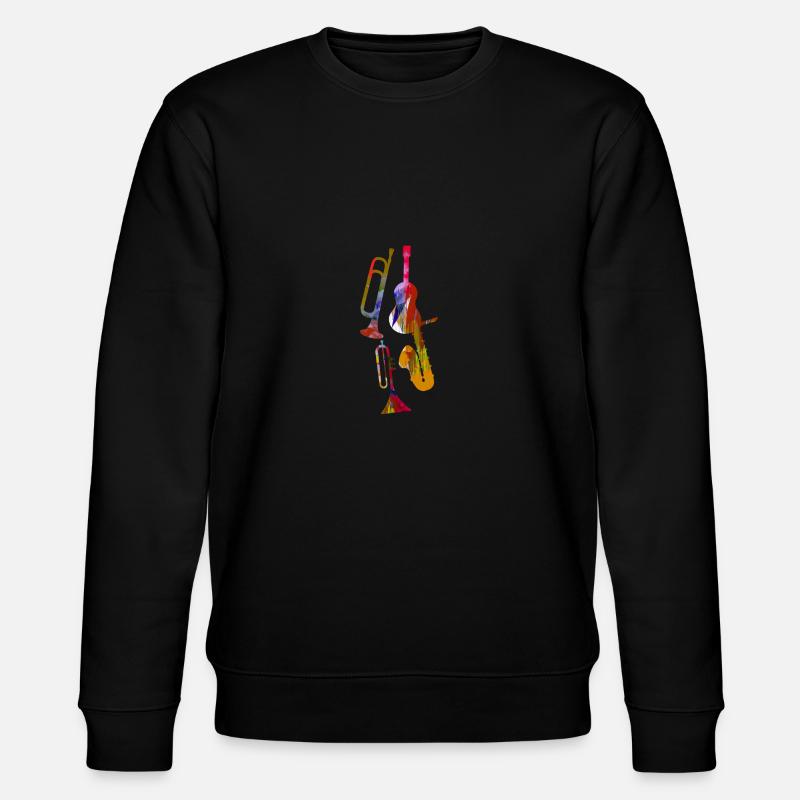 Jazz,Instrumente,Trompete,Guitarre,Saxophon - Stanley/Stella Unisex Bio-Sweatshirt CHANGER  - Schwarz