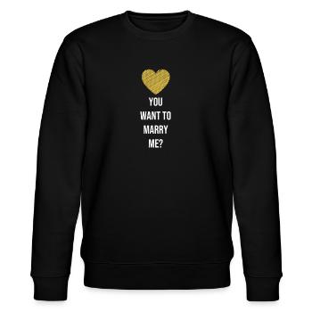 Internationaler Heiratsantrag - Stanley/Stella Unisex Bio-Sweatshirt CHANGER  - Schwarz - Vorne - Nik (191cm) & Marisol (170cm)