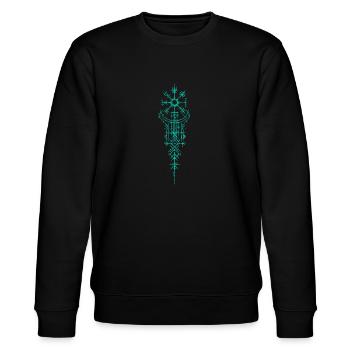 Wikinger Symbol - Stanley/Stella Unisex Bio-Sweatshirt CHANGER  - Schwarz - Vorne - Nik (191cm) & Marisol (170cm)