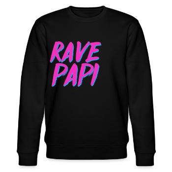 Rave Dad Techno House Electro Festival Hardstyle - Stanley/Stella Unisex Bio-Sweatshirt CHANGER  - Schwarz - Vorne - Nik (191cm) & Marisol (170cm)