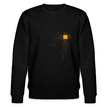 Prozessor Herz Takt Shirt - Stanley/Stella Unisex Bio-Sweatshirt CHANGER  - Schwarz - Vorne - Nik (191cm) & Marisol (170cm)
