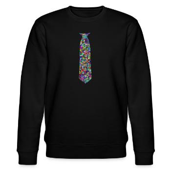 Krawatte Reptilien bunt - Krawatten Schlips Fake - Stanley/Stella Unisex Bio-Sweatshirt CHANGER  - Schwarz - Vorne - Nik (191cm) & Marisol (170cm)