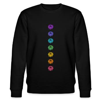 Lotus Chakra Yoga Meditation Festival Rainbow - Stanley/Stella CHANGER Unisex Organic Sweatshirt - black - Front - Nik (191cm) & Marisol (170cm)