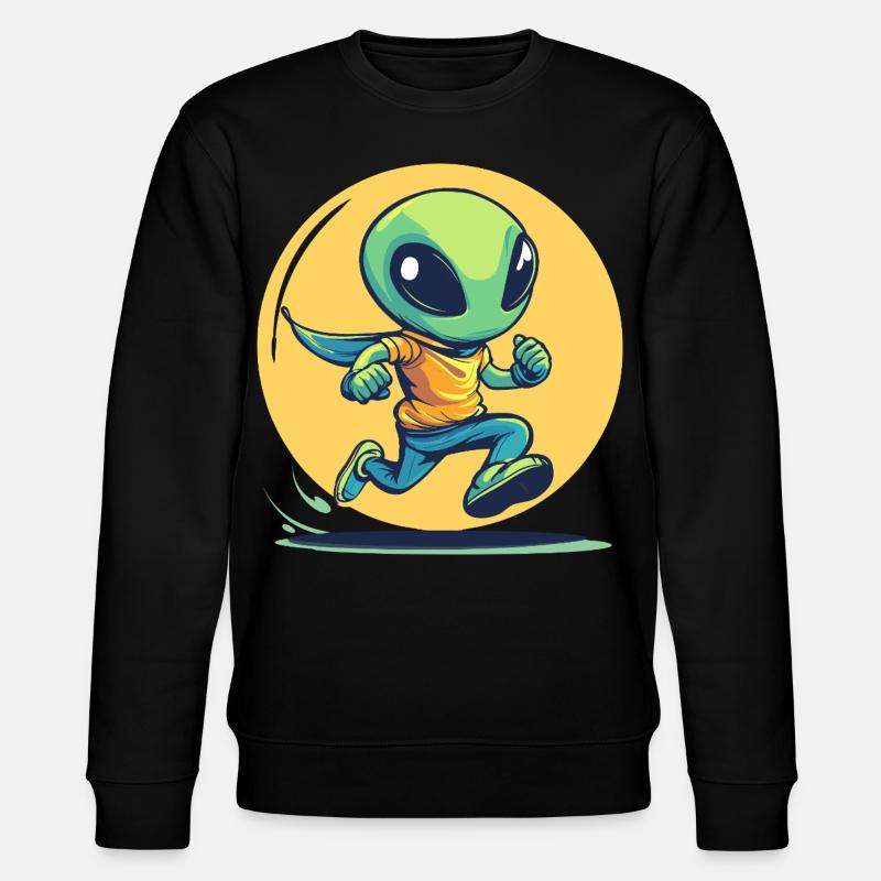 Laufender Alien im Comic-Stil - Stanley/Stella Unisex Bio-Sweatshirt CHANGER  - Schwarz