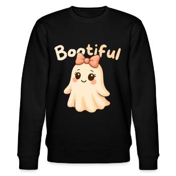 Bootiful Cute Ghost with Bow - Stanley/Stella CHANGER Unisex Organic Sweatshirt - black - Front - Nik (191cm) & Marisol (170cm)