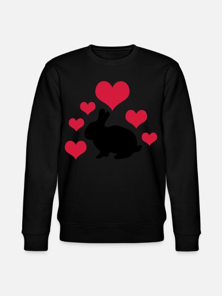 Rabbit with 6 hearts 2 - Stanley/Stella CHANGER Unisex Organic Sweatshirt - black