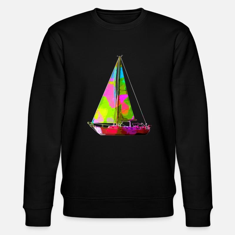 Buntes Segelboot - Stanley/Stella Unisex Bio-Sweatshirt CHANGER  - Schwarz